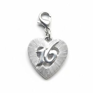 Silver Heart Charm with Number 16